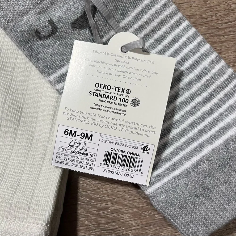 Cloud Island Gray and White Striped Leg Warmers 6-9M
